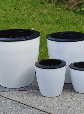 仿陶花盆自动吸水懒人白色绿植花卉盆栽绿萝水培室内桌面简约树脂