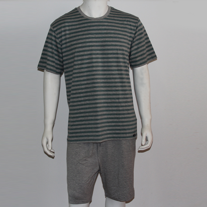 Underlook/安德露男士圆领家居服套装条纹短袖短裤睡衣MSN15