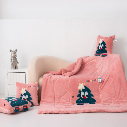 加厚牛奶绒抱枕被，打开就是被子