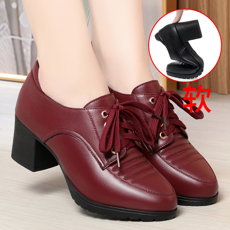 2025新款妈妈鞋喜婆婆红色女鞋