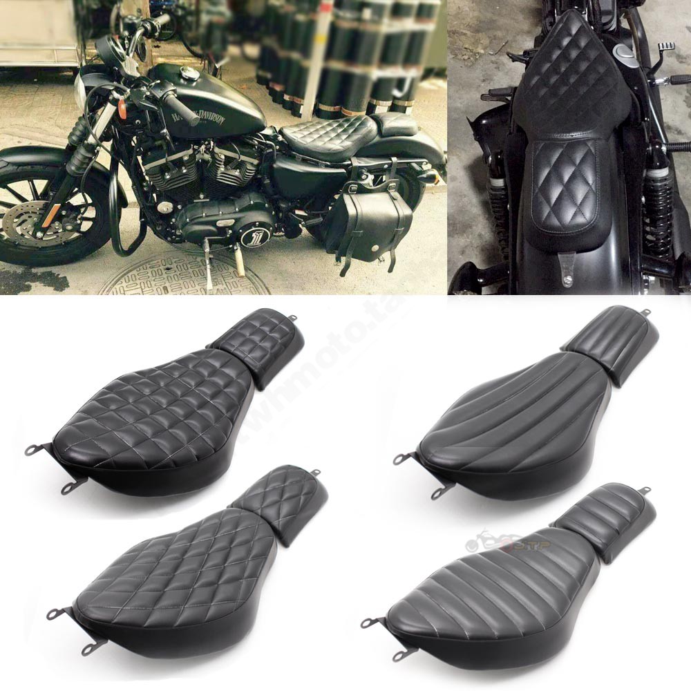 适用哈雷XL883 1200N X48改装双人座垫2004-18年前后坐垫分体皮座
