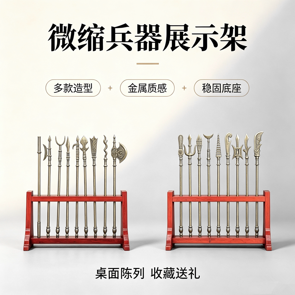 微缩十八般兵器模型配架桌面摆件图片
