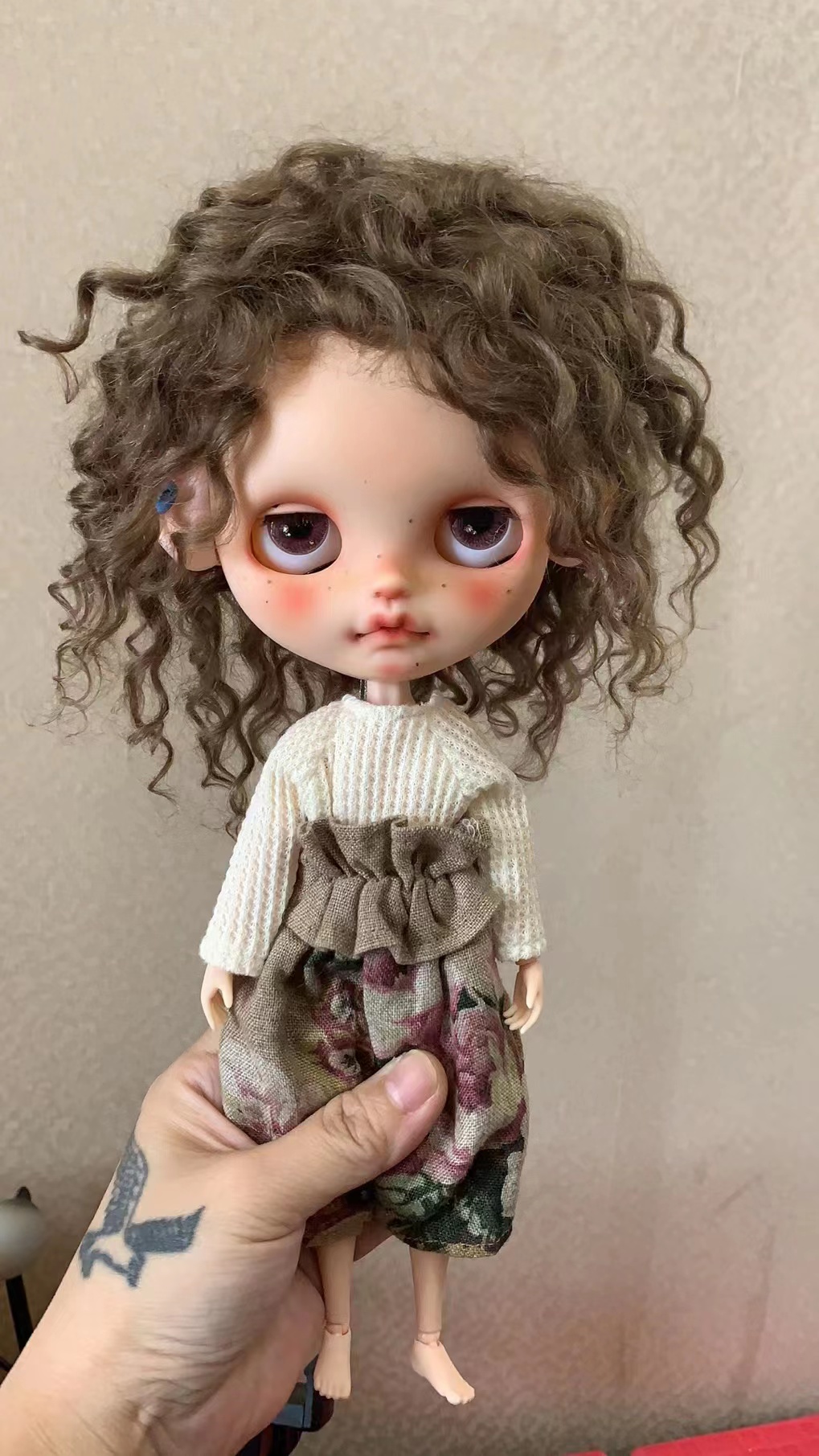 Diandian小布Blythe现货blythe 小布马海毛小卷毛假发(茶棕色）