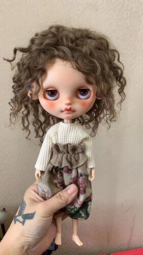 Diandian小布Blythe现货blythe 小布马海毛小卷毛假发(茶棕色）