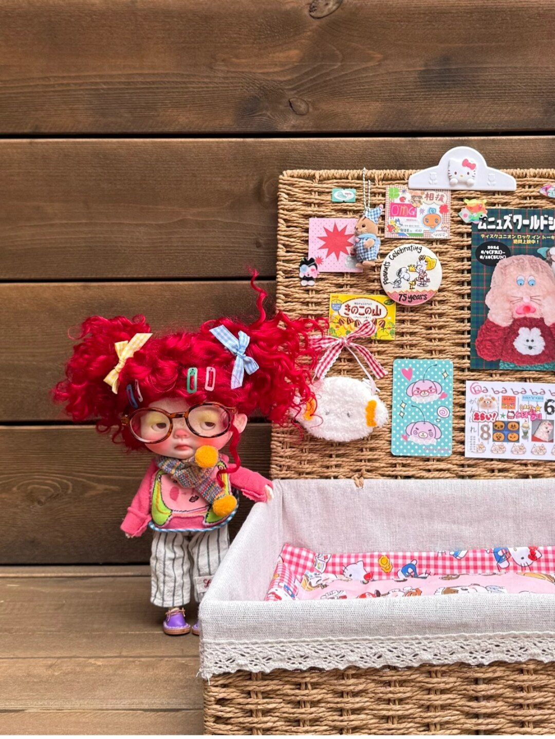 定制款【Springdoll】红色卷发双马尾马海毛小布blythe Qbaby假发