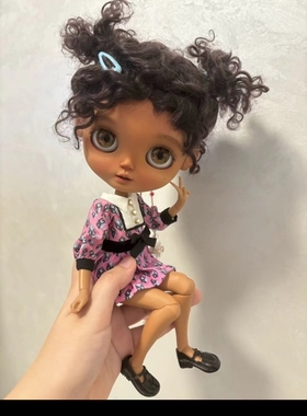 现货springdoll巧克力色冲天炮马海毛小卷毛假发Blythe，Qbaby