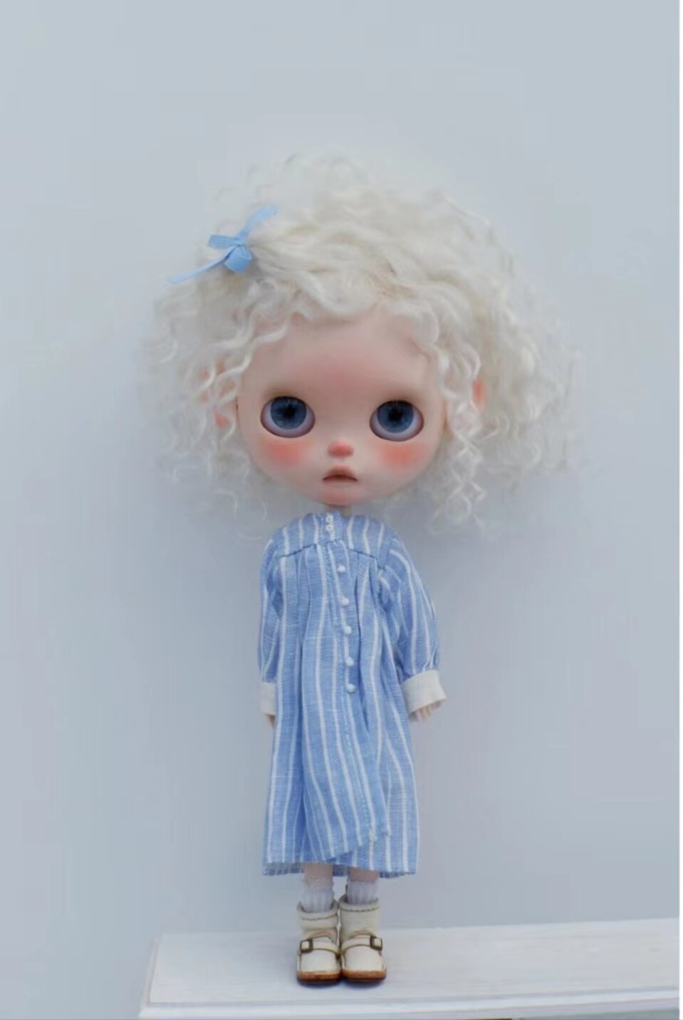 blythe马海毛小卷毛假发(原白色)