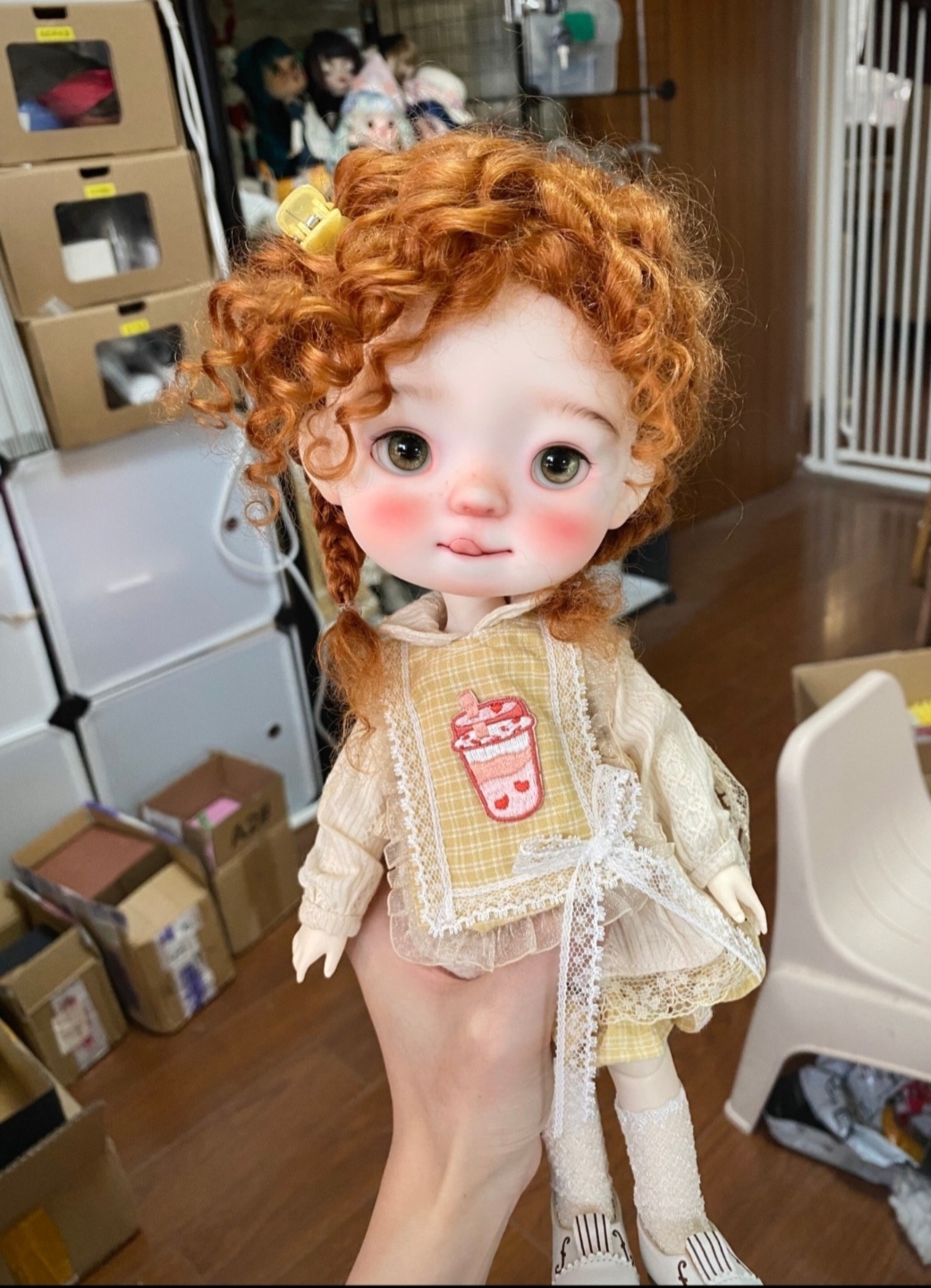 blythe、qbaby马海毛小卷毛假发(胡萝卜色）-封面