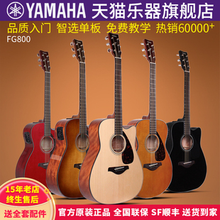正品YAMAHA雅马哈吉他fg800单板民谣木电箱初学者学生男女41/40寸