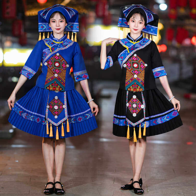 壮族服装男女民族服装女广西壮族舞台装表演服演出服女