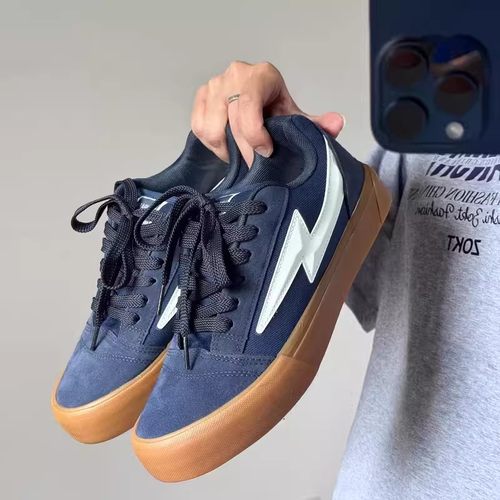 藏蓝闪电板鞋男士美式小众设计男鞋百搭爆款运动鞋春季潮鞋