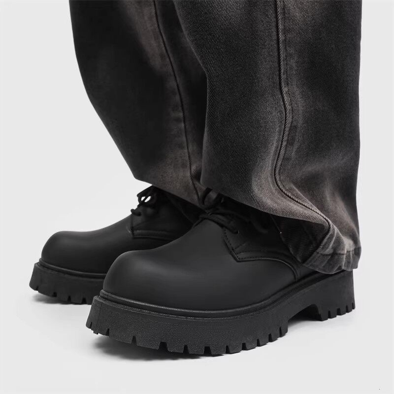 德比鞋男士潮鞋英伦风增高圆头皮鞋cleanfit磨砂高级感大头米奇鞋