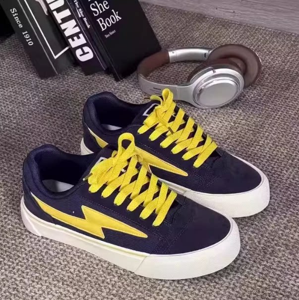 蓝黄闪电板鞋男士美式小众设计男鞋百搭爆款运动鞋冬季加绒潮鞋子
