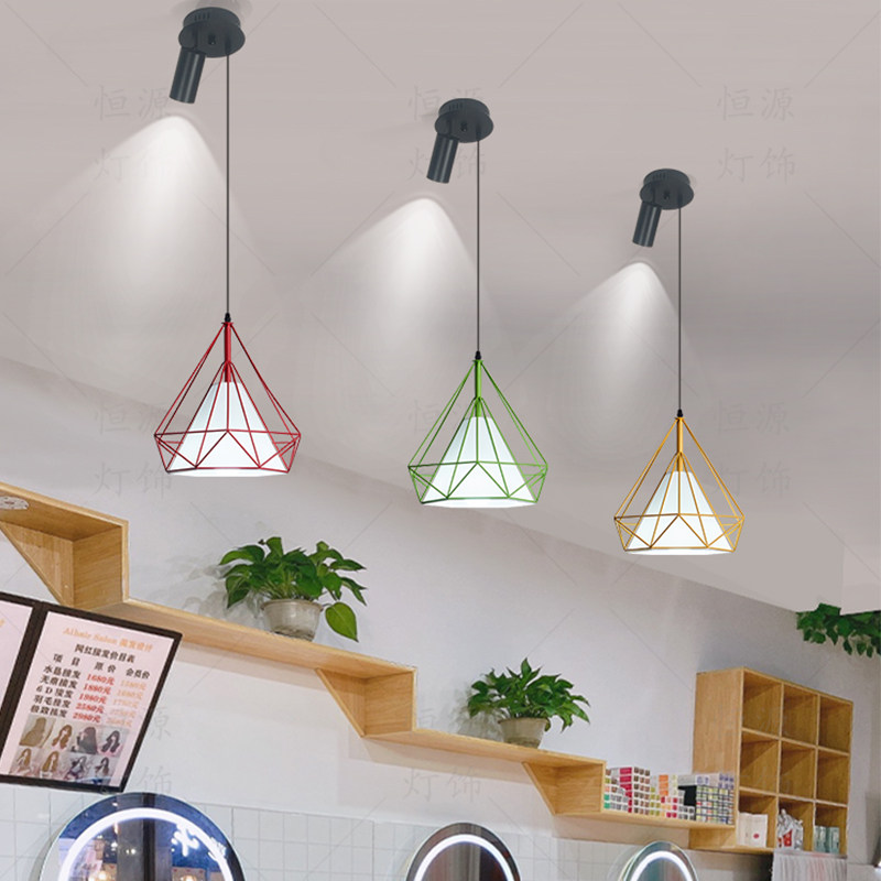 简约创意水果店专用灯店铺商用超亮奶茶店前台个性美发理发店吊灯