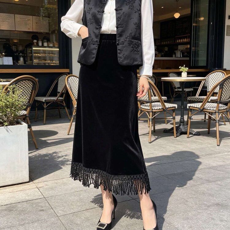 时尚半身裙女2026新款春秋高腰显瘦百搭今年流行a字大摆裙中长款