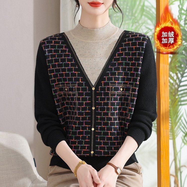 妈妈冬装加厚针织衫2025新款中老年女士洋气高贵秋冬加绒打底毛衣,女装/女士精品,中老年女装,淘宝优惠券,粉丝福利购,淘宝优惠卷