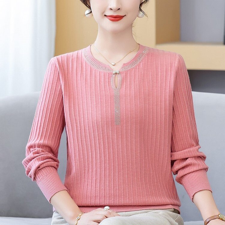 妈妈春秋2026新款洋气针织打底衫40岁50中老年女春秋内搭毛衣上衣