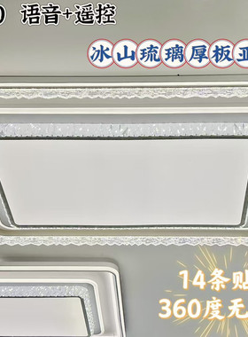 新款客厅吸顶灯简约现代长方形水晶大厅灯语音轻奢高档广东中山灯