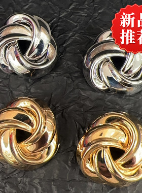 欧美复古重工缠绕扭结圆球耳钉