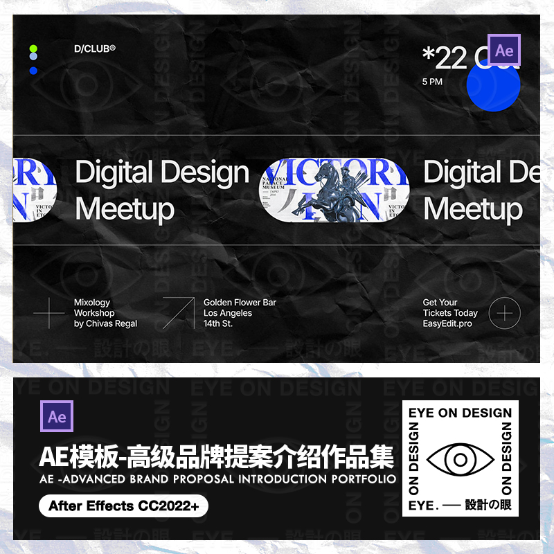 AE模板简约高级感动态作品集品牌提案项目介绍动画视频后期素材