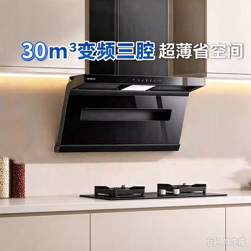 老板名气小黑翼A586/A586H/A578顶侧双吸变频家用大吸力油烟机
