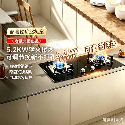 名气A6110B/6010B猛火灶大火力嵌入式燃气黑色家用厨房灶具