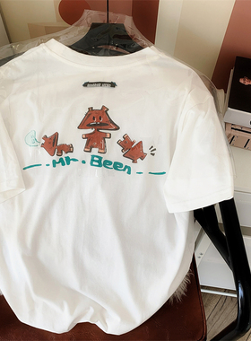 MOOROO夏季新品小众原创独家设计宽松纯棉亲肤百搭情侣款短袖T恤