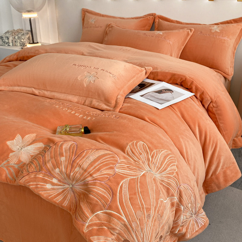 冬季加厚牛奶婴儿绒四件套不掉毛