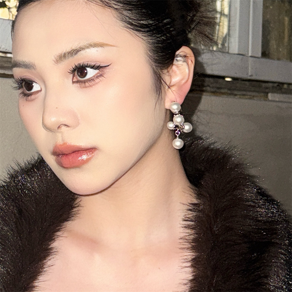 欧美轻奢高级感925银针澳白珍珠流苏耳气质独特性感长款耳环耳坠