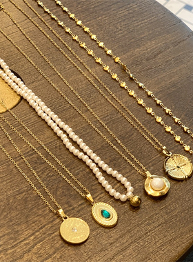 钛钢镀金欧美复古巴洛克短款项链