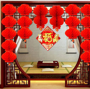 纸灯笼串三连串五连串灯笼连串灯笼挂饰开业喜庆装饰大红小灯笼串