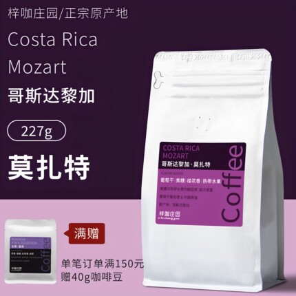 梓咖庄园新鲜烘焙哥斯达黎加莫扎特葡萄干蜜处理精品咖啡豆227g