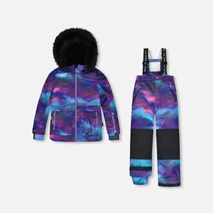 滑雪衣滑雪裤 原单Deux家加厚儿童滑雪分体套装 防风防水夹克背带裤