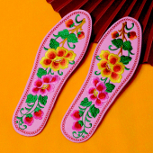 刺绣绣花皮鞋 棉布手工非十字绣男女结婚本命年吸汗成品 垫加厚冬季