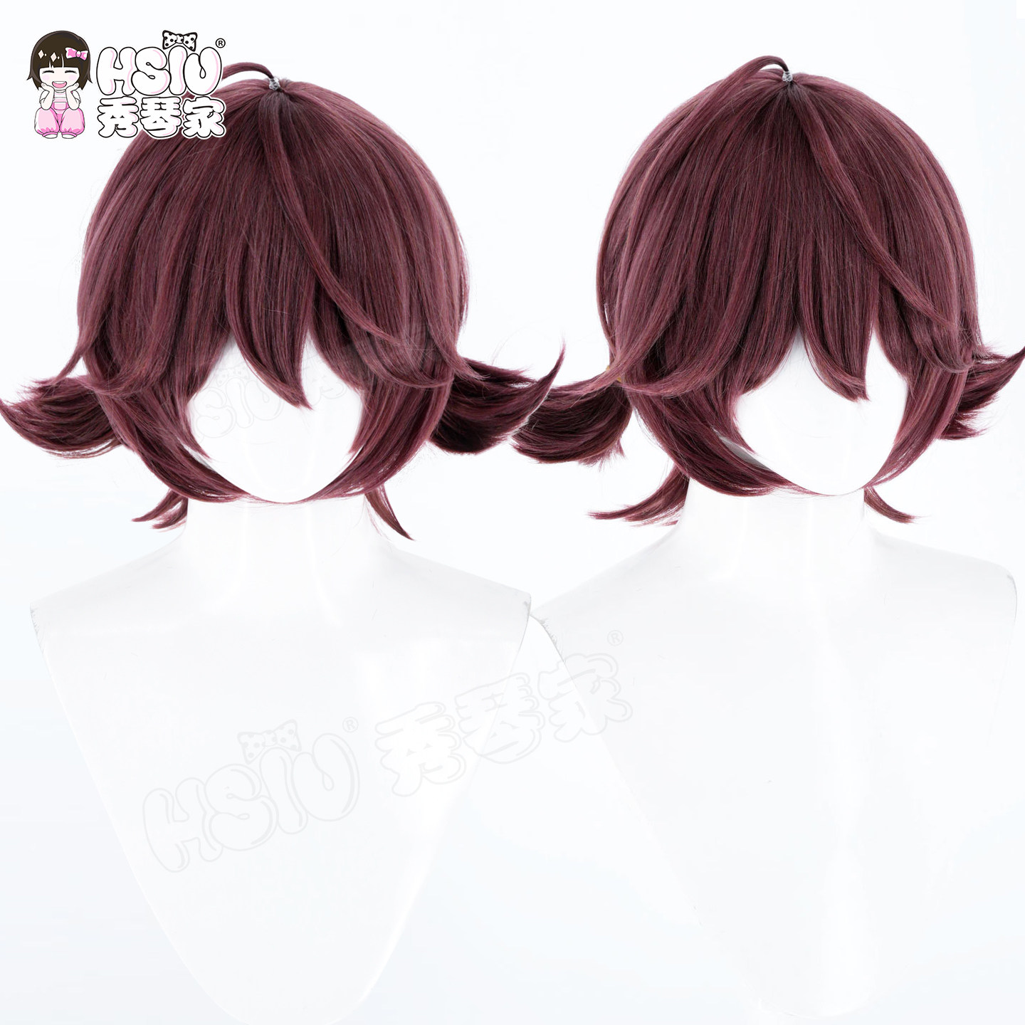 秀琴家 重返未来1999 明日的春风 纸信圈儿cos假发 暗绯色短假毛