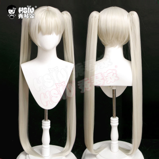 秀琴家 碧蓝航线 可畏cos假发 中分头皮假毛 双虎夹口马尾 暗金色