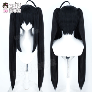 秀琴家 碧蓝航线 大凤鹩cos假发 睡衣红裙宿舍计划黑色双马尾假毛
