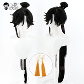 王者 单马尾 孙权cos假发 偏分头皮 混蓬假毛 三分之地 秀琴家