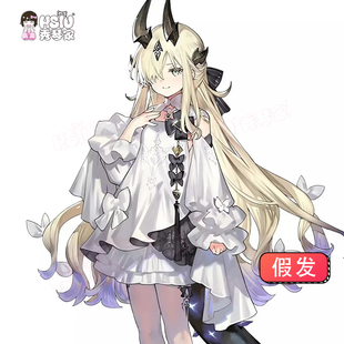 秀琴家 明日方舟 爱布拉娜cos假发 黄色分层肩膀灰紫色 混蓬