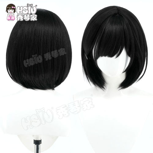 秀琴家 寂静岭F 深水雏子cos假发 黑色偏分短发造型 混蓬
