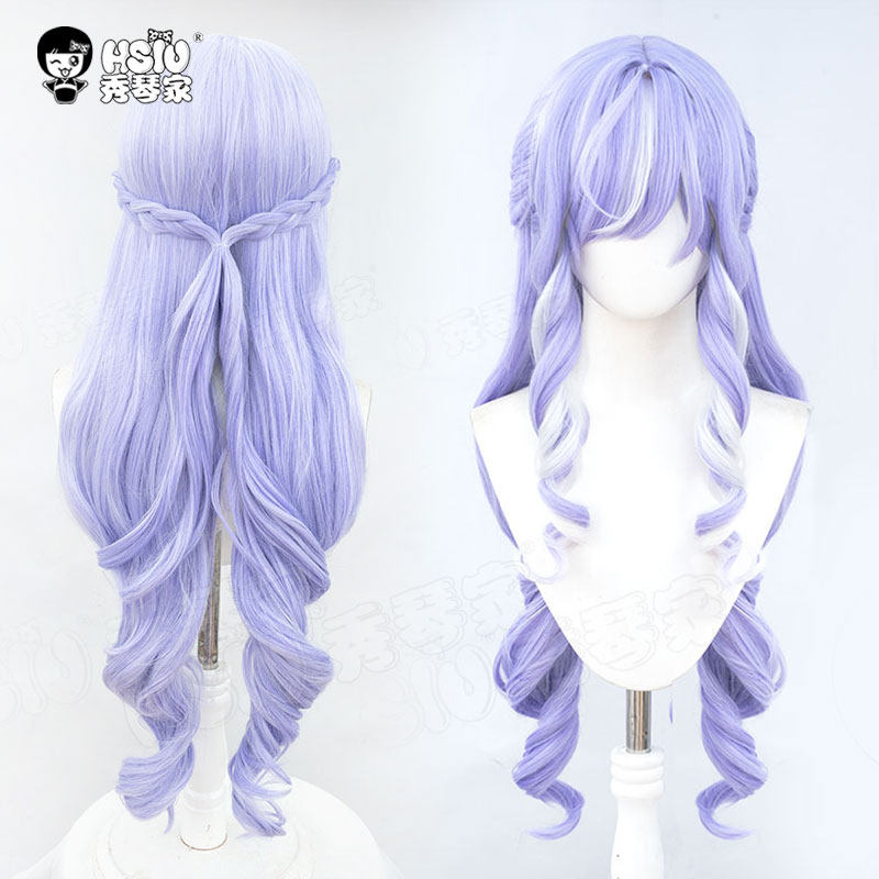 秀琴家 绝区零 薇薇安cos假发 紫色长卷挑染白 中分混蓬