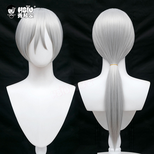 秀琴家 电锯人 链锯人 光熙cosplay假发 银灰色长直收脸假毛 顺滑