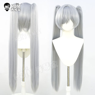 秀琴家 胜利女神 灰姑娘cos假发 礼服 双马尾短主体分体银色
