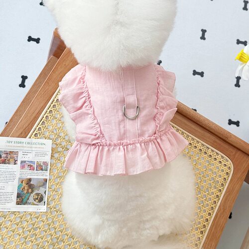 猫咪狗小型犬飞袖花边两脚衣服