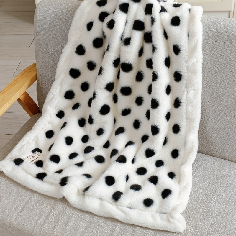 双层保暖卡通波点宠物盖毯被子