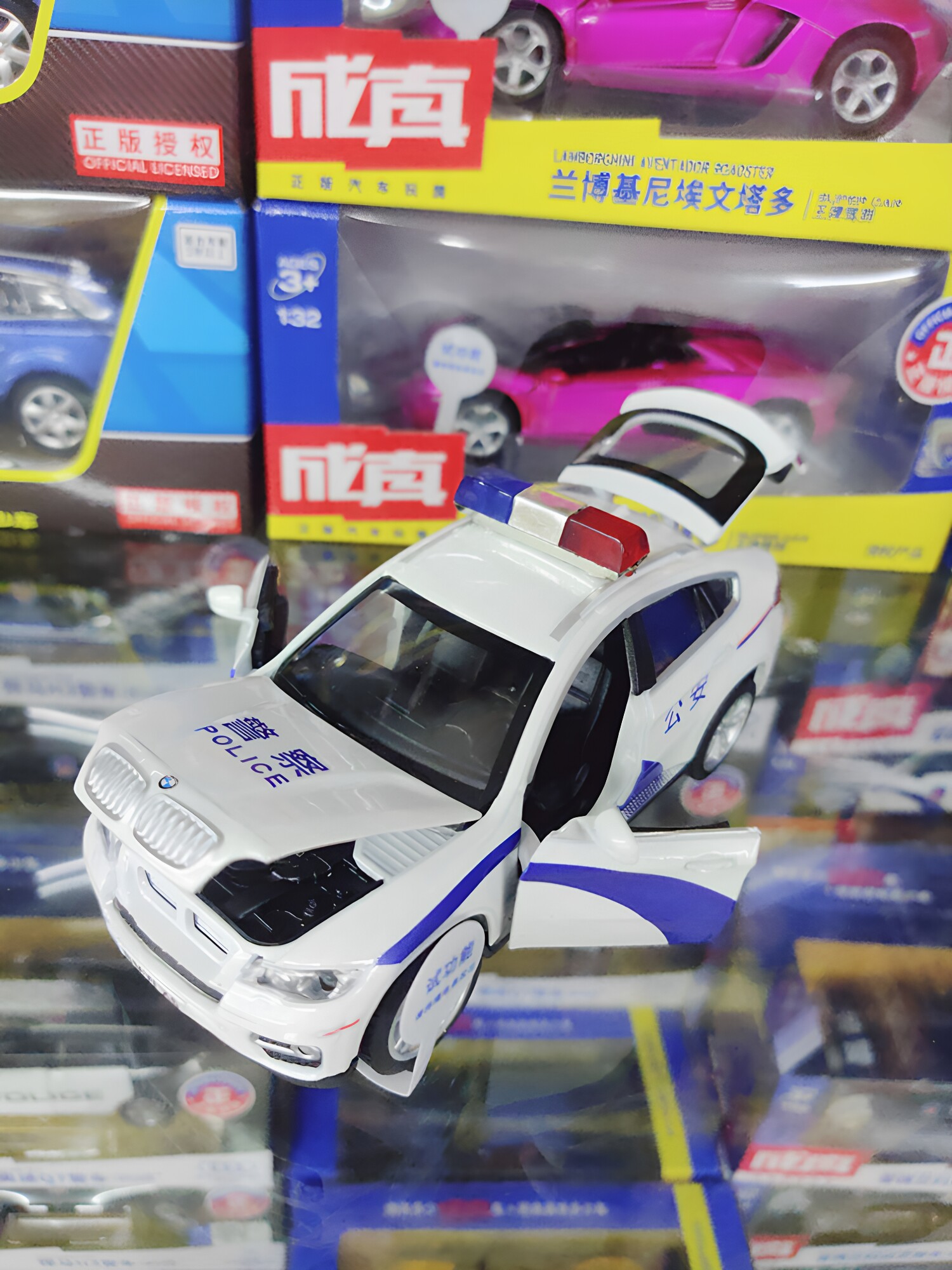 儿童合金车模警车宝马X6悍马H3越野小汽车模型男孩生日礼物玩具车