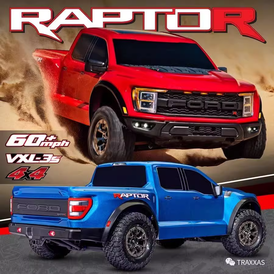 TRAXXAS Raptor R 1/10仿真福特猛禽F150遥控短卡越野车101076-4