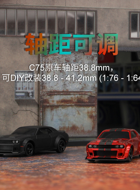 Turbo racing 1:76 C75全新升级平跑车全比例专业玩具遥控模型车
