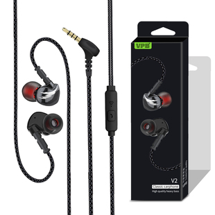 VPB 运动入耳线控耳机批 V2重低音电脑手机mp3K歌通用男女挂耳式