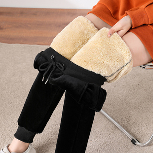 金丝绒加绒裤女外穿宽松休闲裤子哈伦裤加厚羊羔绒运动裤加绒卫裤